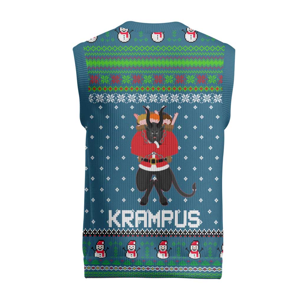 Merry Krampus Christmas Knitted V-Neck Vest Xmas Holiday Patterns - Wonder Print Shop
