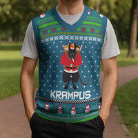 Merry Krampus Christmas Knitted V-Neck Vest Xmas Holiday Patterns - Wonder Print Shop
