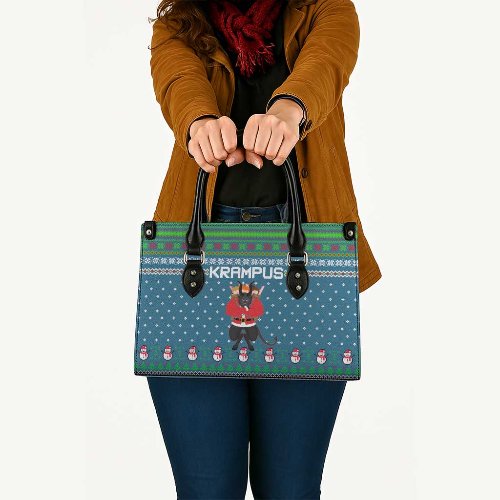 Merry Krampus Christmas Leather Bag Xmas Holiday Patterns - Wonder Print Shop