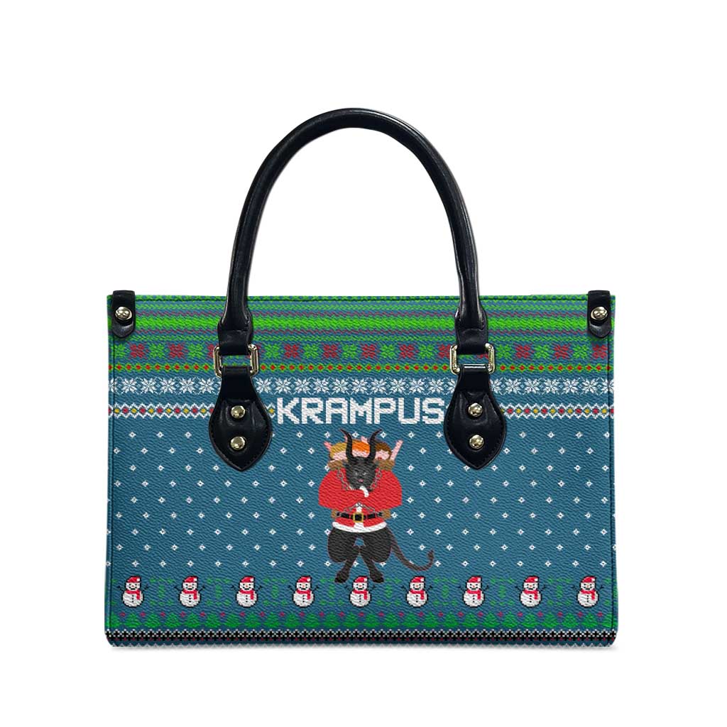 Merry Krampus Christmas Leather Bag Xmas Holiday Patterns - Wonder Print Shop