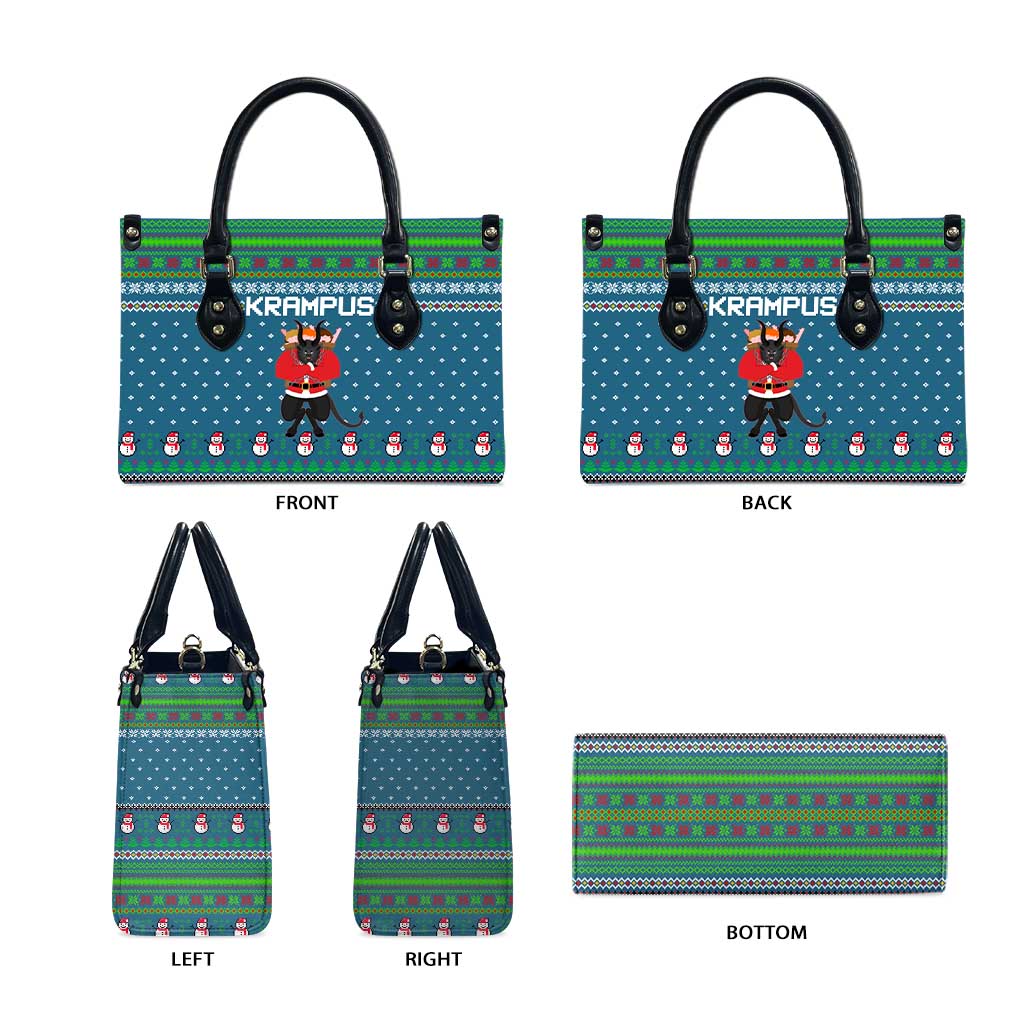 Merry Krampus Christmas Leather Bag Xmas Holiday Patterns - Wonder Print Shop