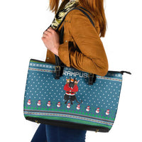 Merry Krampus Christmas Leather Tote Bag Xmas Holiday Patterns - Wonder Print Shop