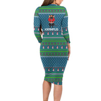 Merry Krampus Christmas Long Sleeve Bodycon Dress Xmas Holiday Patterns - Wonder Print Shop