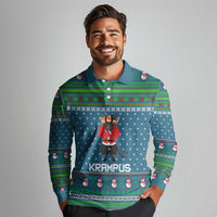 Merry Krampus Christmas Long Sleeve Polo Shirt Xmas Holiday Patterns - Wonder Print Shop
