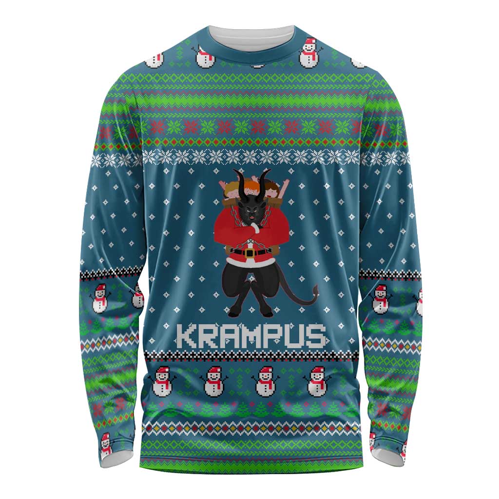 Merry Krampus Christmas Long Sleeve Shirt Xmas Holiday Patterns - Wonder Print Shop