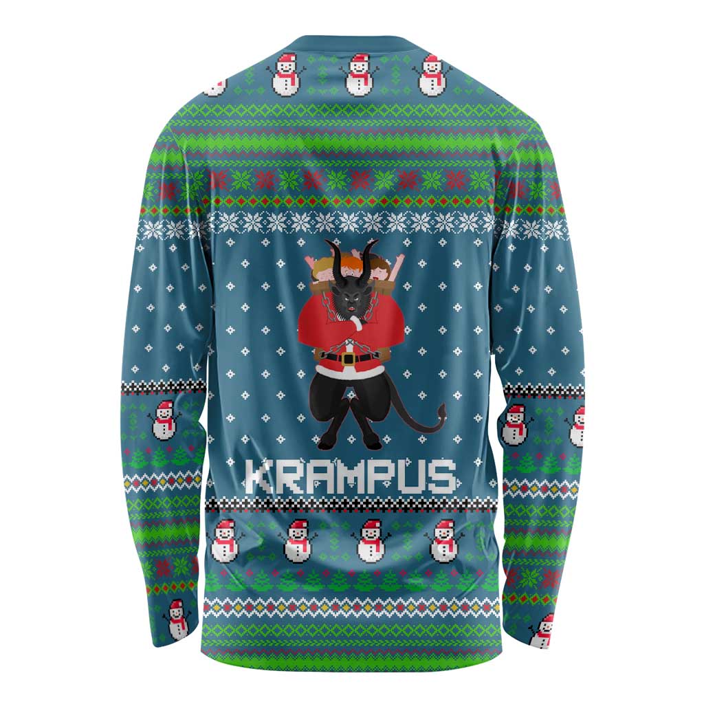 Merry Krampus Christmas Long Sleeve Shirt Xmas Holiday Patterns - Wonder Print Shop