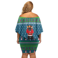 Merry Krampus Christmas Off Shoulder Short Dress Xmas Holiday Patterns - Wonder Print Shop