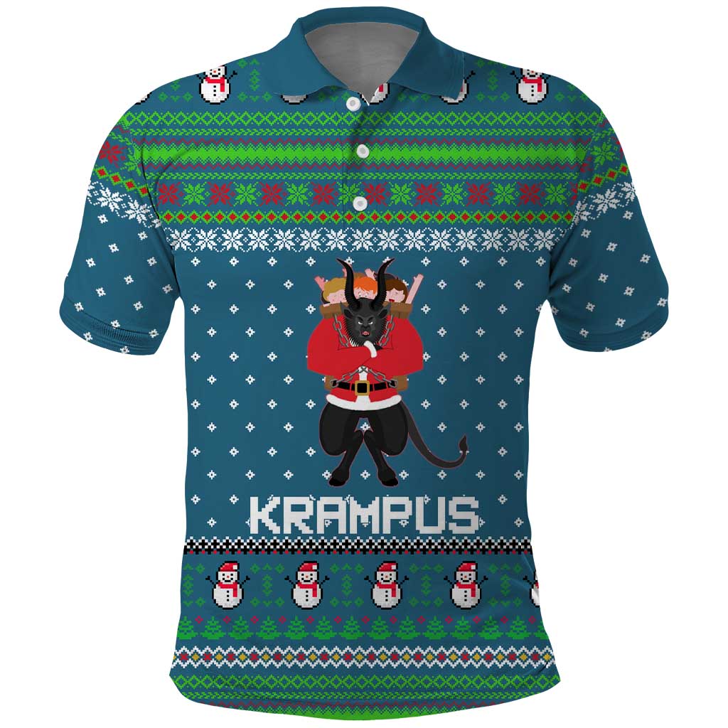 Merry Krampus Christmas Polo Shirt Xmas Holiday Patterns - Wonder Print Shop
