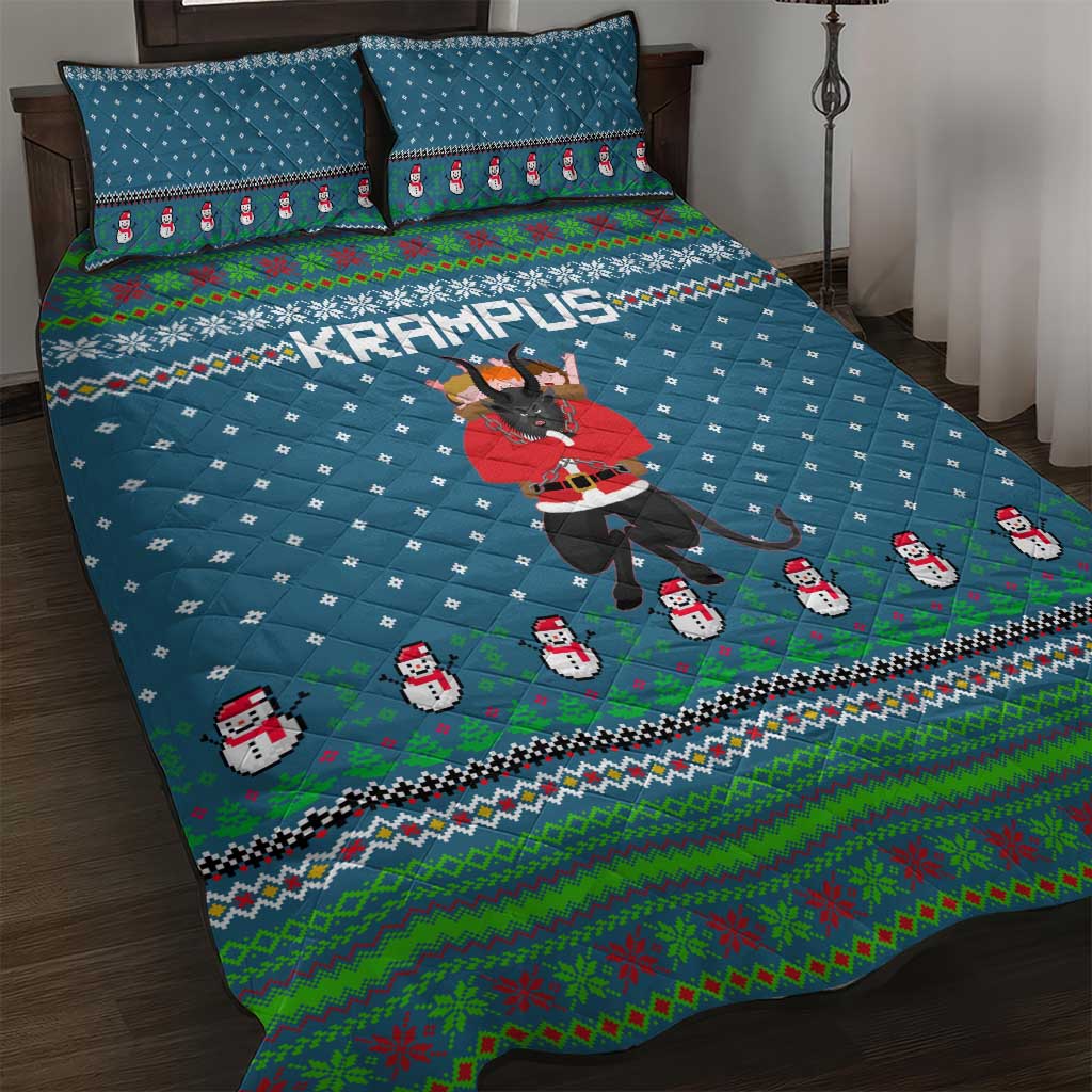 Merry Krampus Christmas Quilt Bed Set Xmas Holiday Patterns - Wonder Print Shop