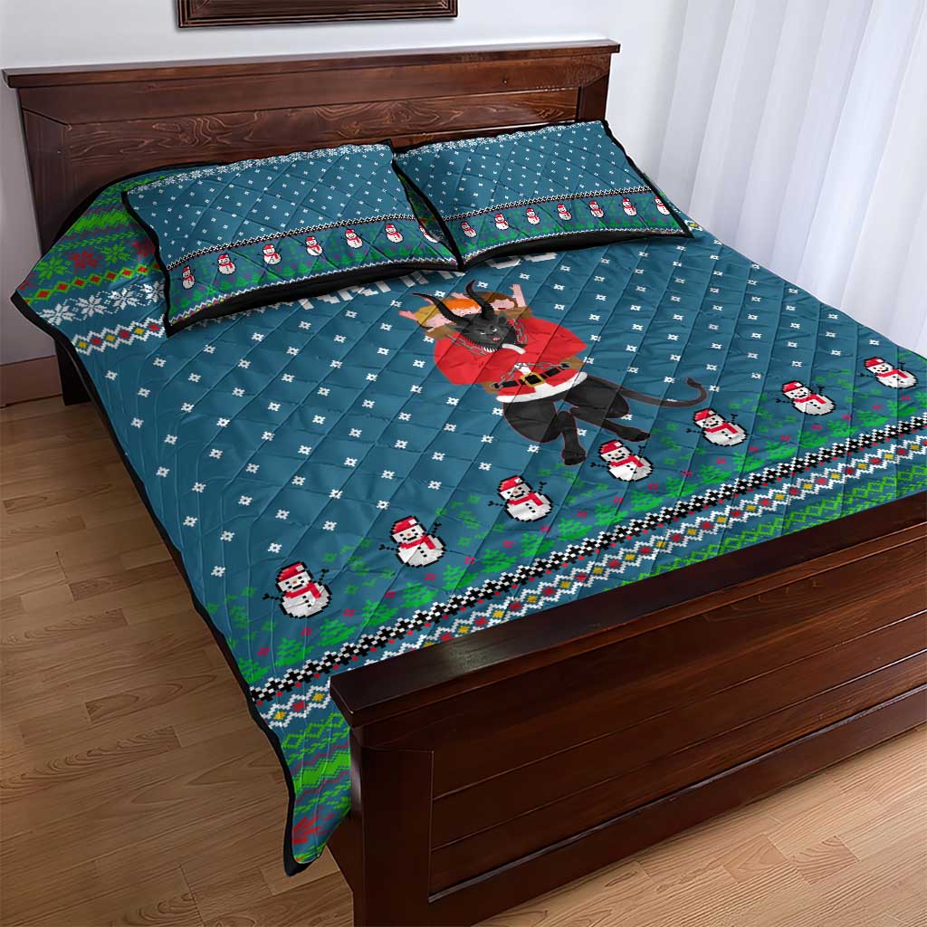 Merry Krampus Christmas Quilt Bed Set Xmas Holiday Patterns - Wonder Print Shop