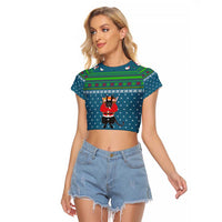 Merry Krampus Christmas Raglan Cropped T Shirt Xmas Holiday Patterns - Wonder Print Shop