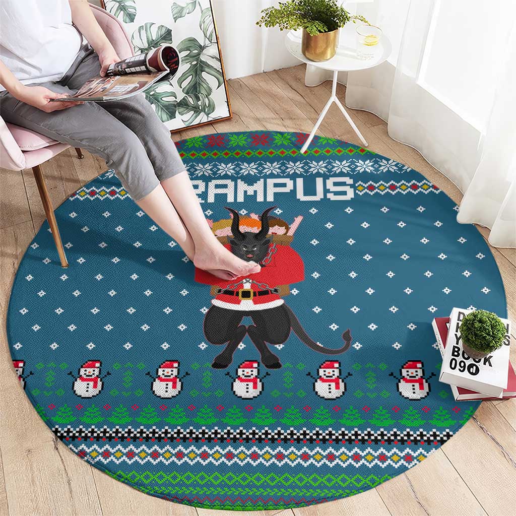 Merry Krampus Christmas Round Carpet Xmas Holiday Patterns - Wonder Print Shop