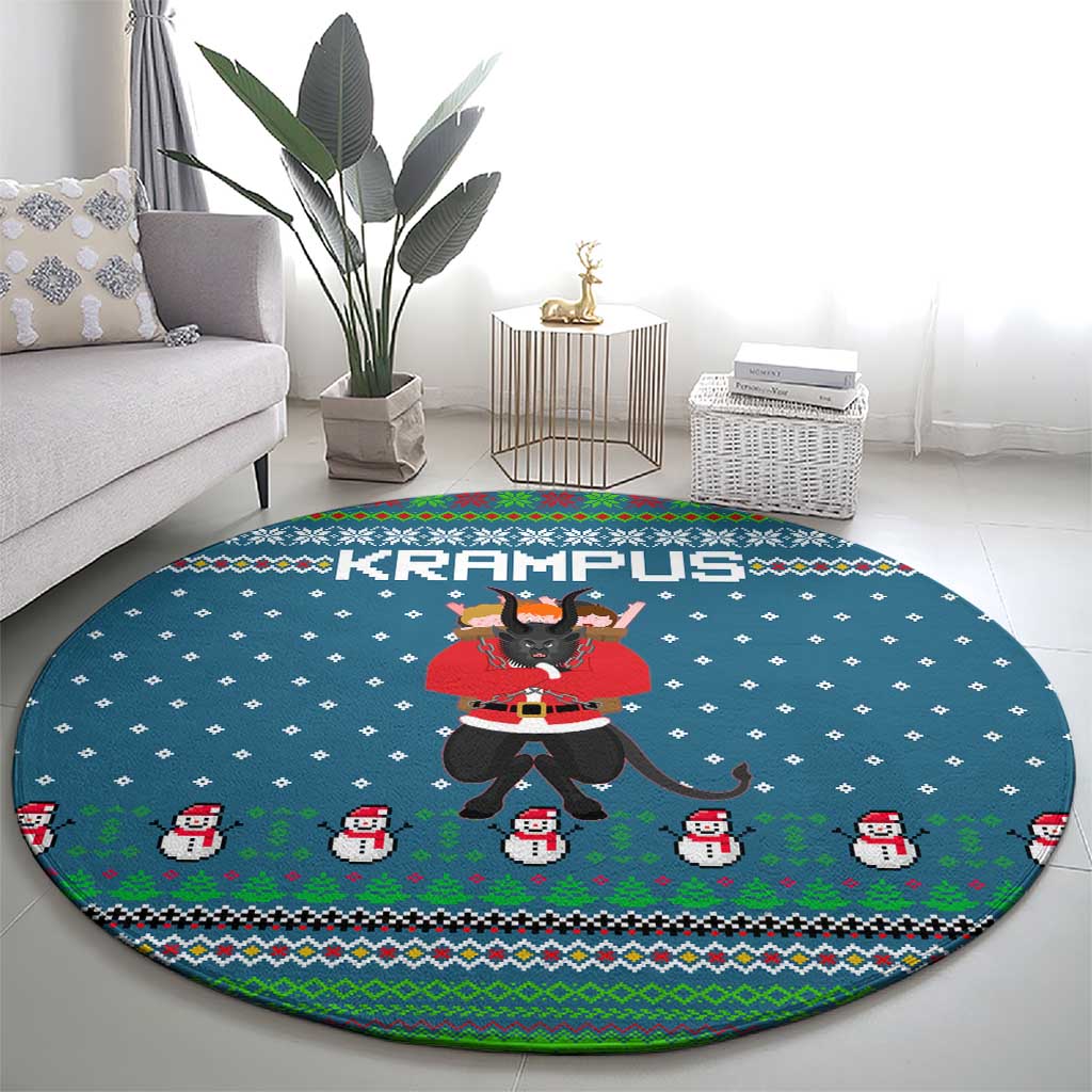 Merry Krampus Christmas Round Carpet Xmas Holiday Patterns - Wonder Print Shop