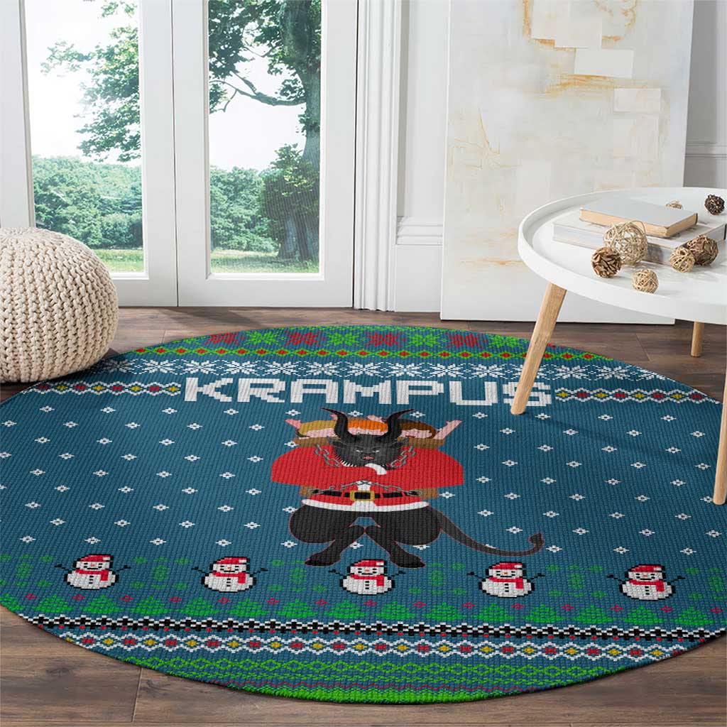 Merry Krampus Christmas Round Carpet Xmas Holiday Patterns - Wonder Print Shop
