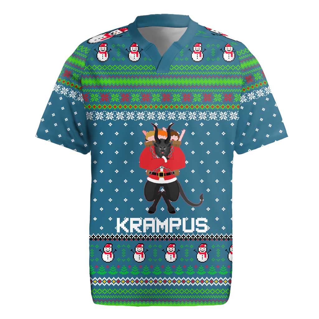 Merry Krampus Christmas Rugby Jersey Xmas Holiday Patterns - Wonder Print Shop