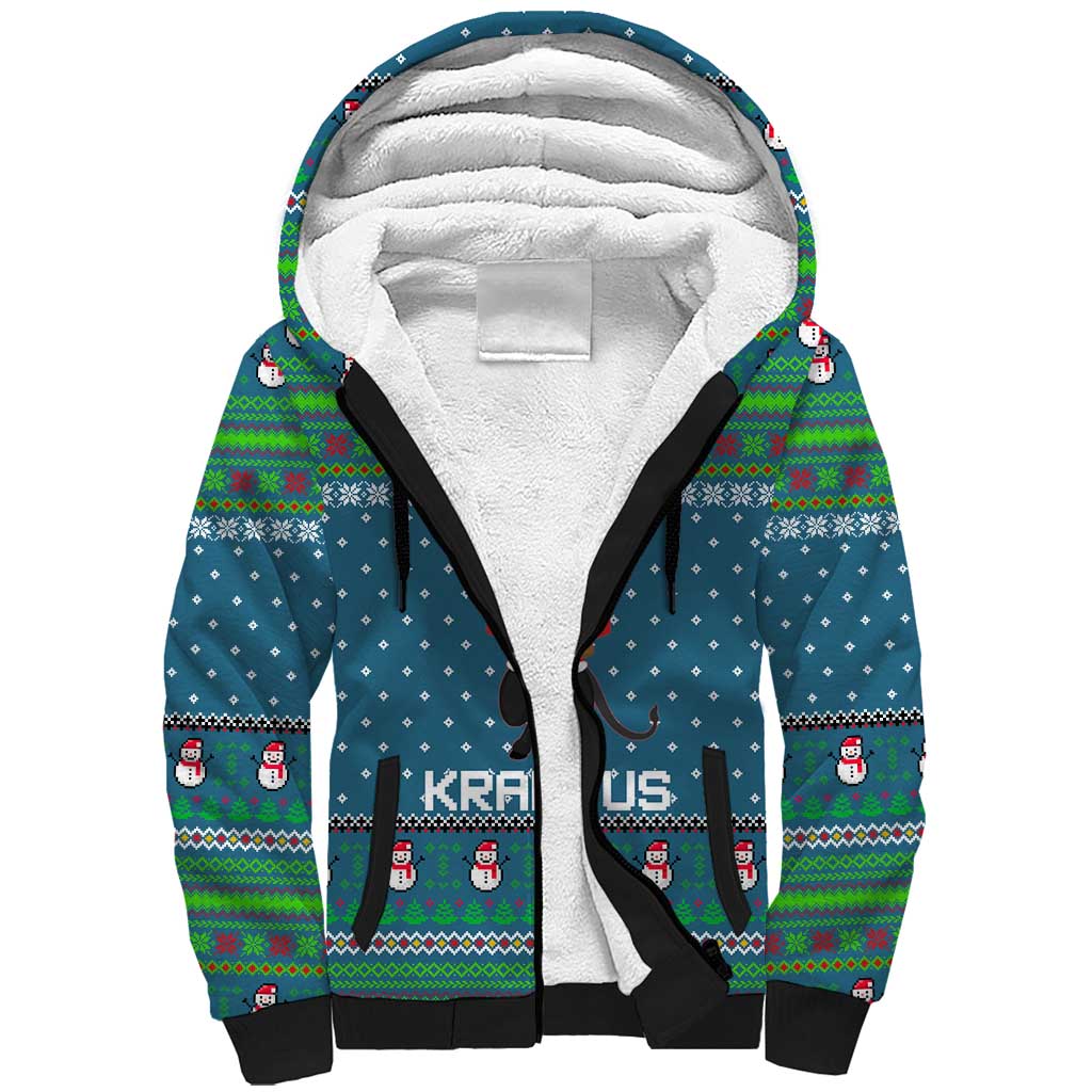 Merry Krampus Christmas Sherpa Hoodie Xmas Holiday Patterns - Wonder Print Shop