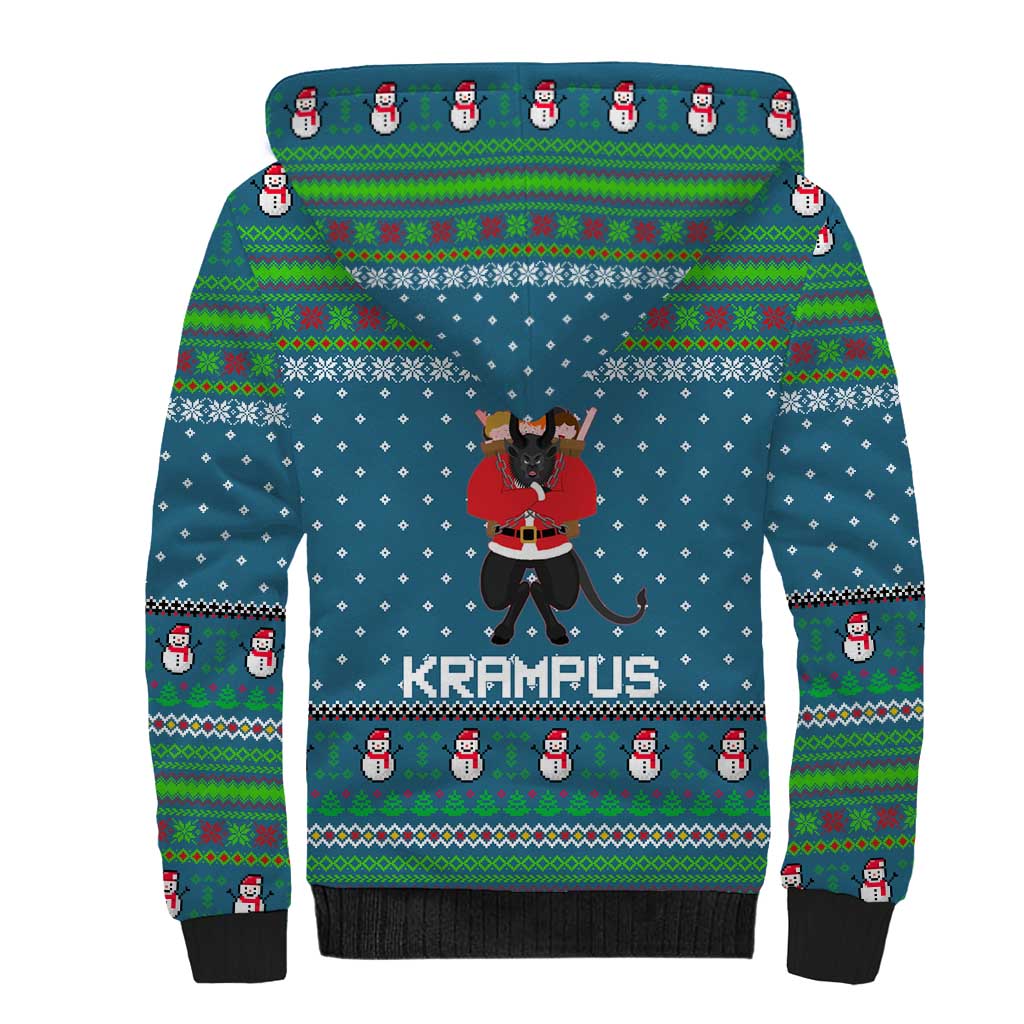 Merry Krampus Christmas Sherpa Hoodie Xmas Holiday Patterns - Wonder Print Shop