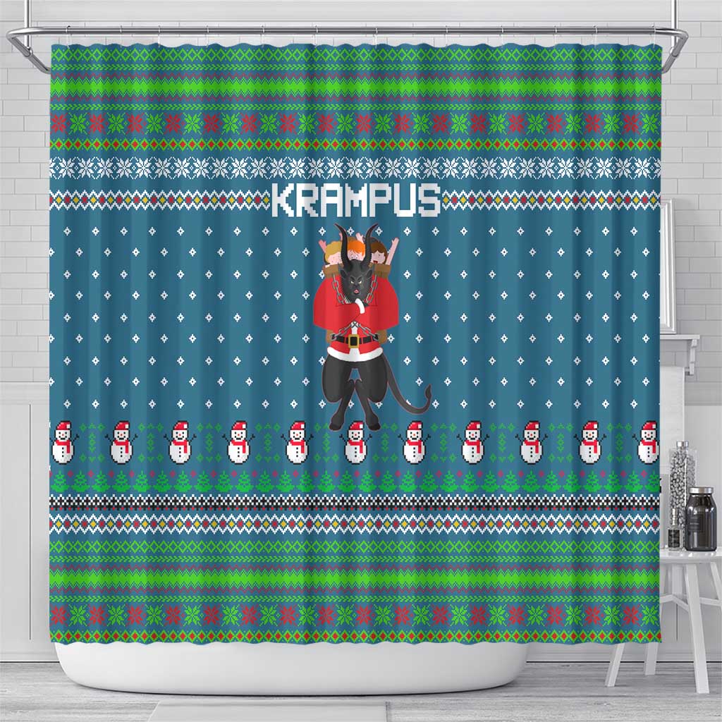 Merry Krampus Christmas Shower Curtain Xmas Holiday Patterns - Wonder Print Shop