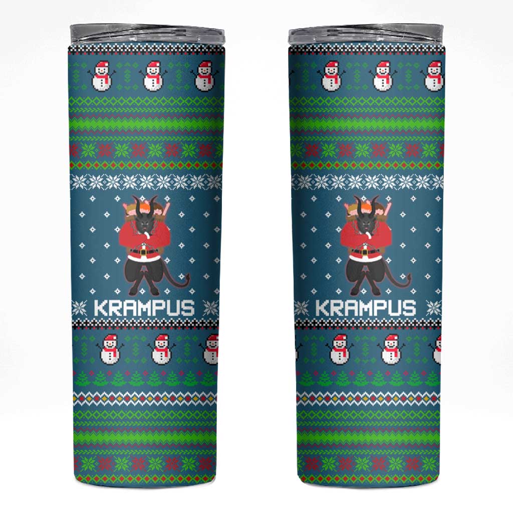 Merry Krampus Christmas Skinny Tumbler Xmas Holiday Patterns - Wonder Print Shop