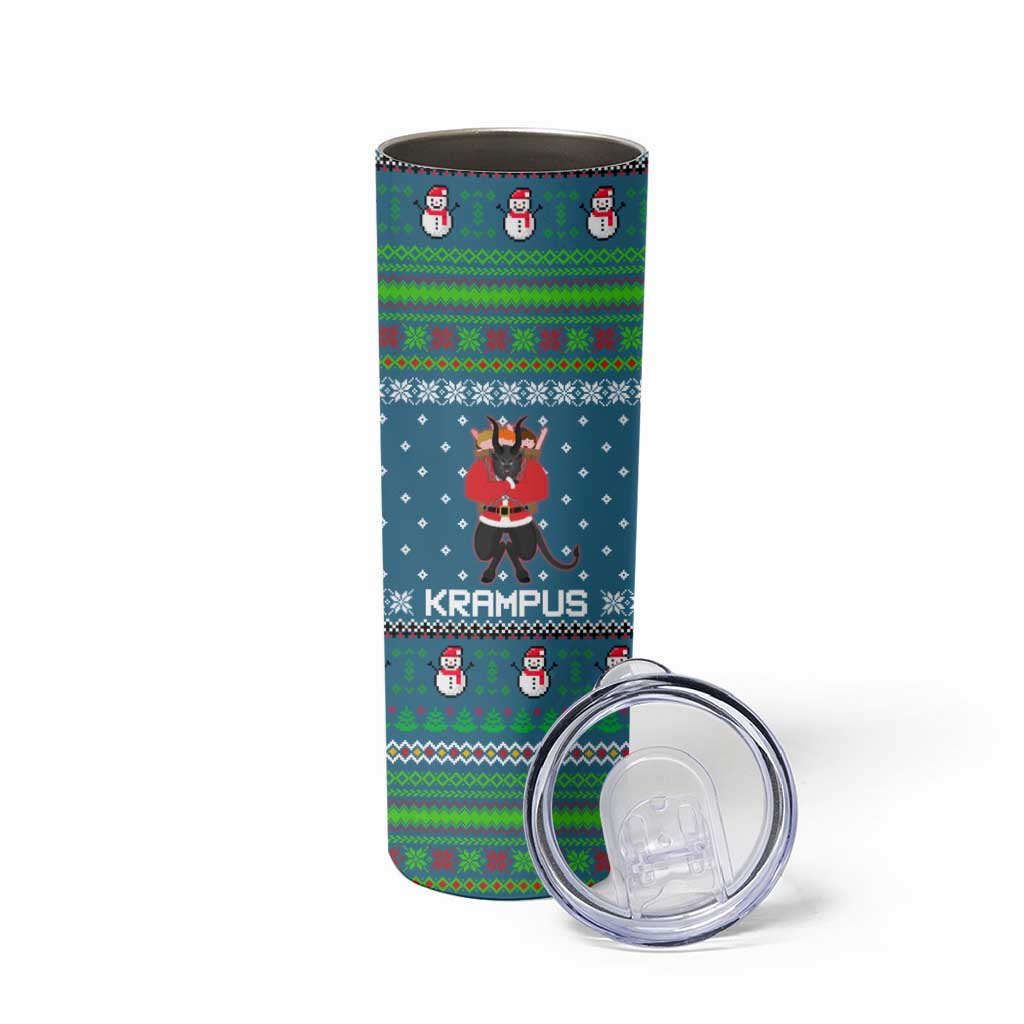 Merry Krampus Christmas Skinny Tumbler Xmas Holiday Patterns - Wonder Print Shop