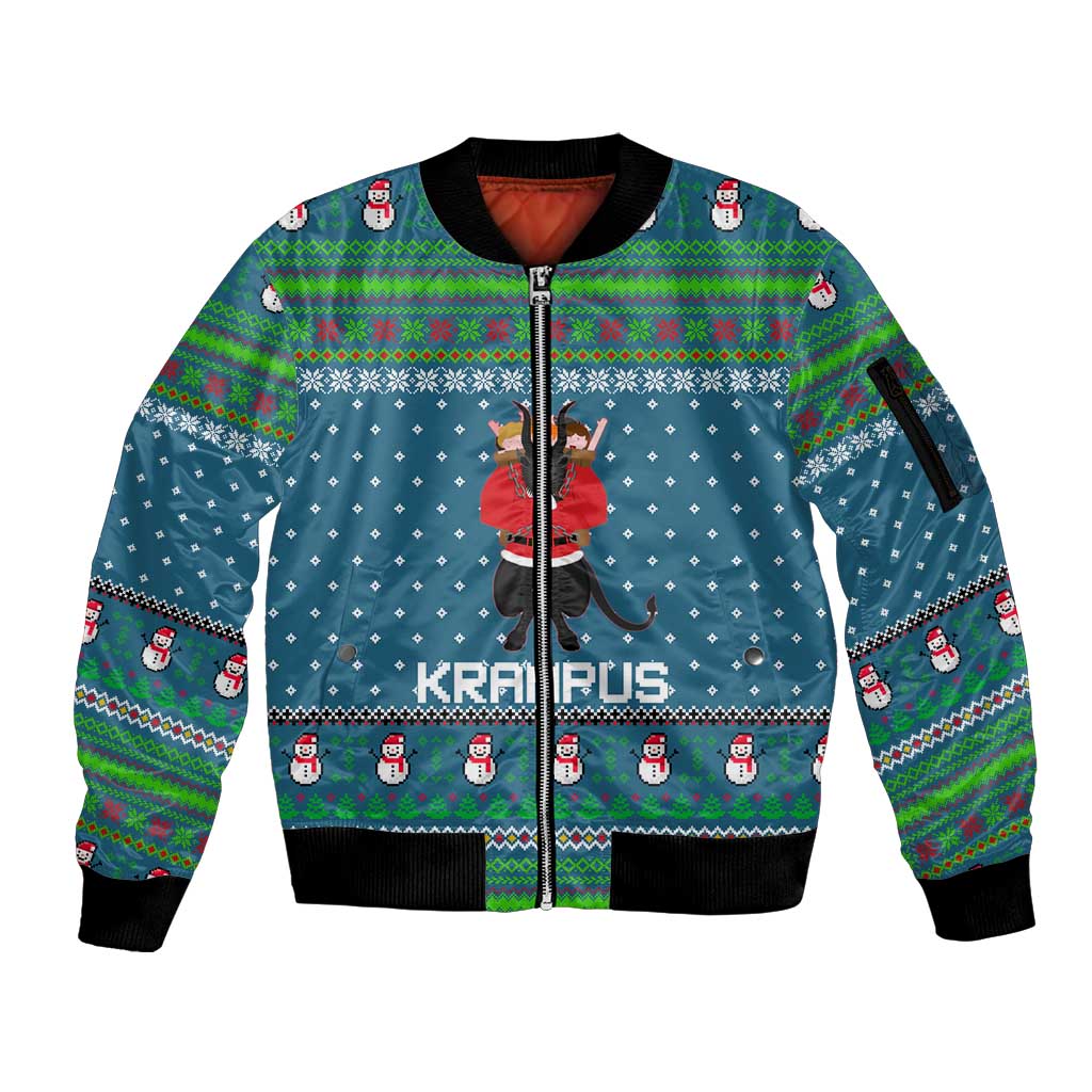 Merry Krampus Christmas Sleeve Zip Bomber Jacket Xmas Holiday Patterns - Wonder Print Shop