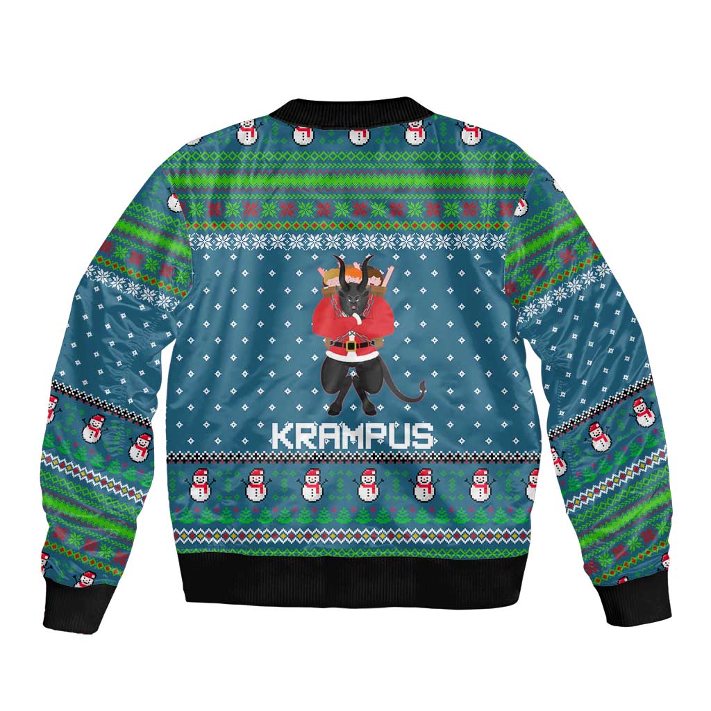 Merry Krampus Christmas Sleeve Zip Bomber Jacket Xmas Holiday Patterns - Wonder Print Shop
