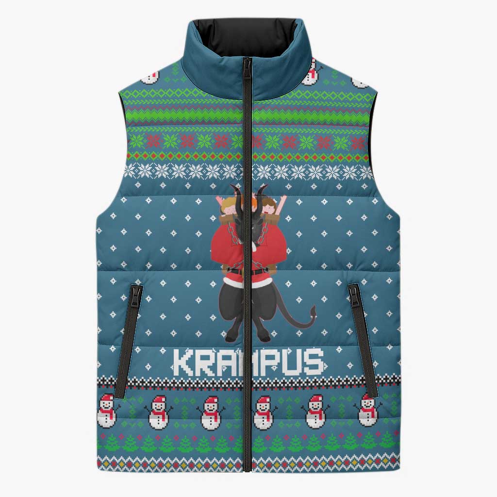Merry Krampus Christmas Sleeveless Puffer Jacket Xmas Holiday Patterns - Wonder Print Shop