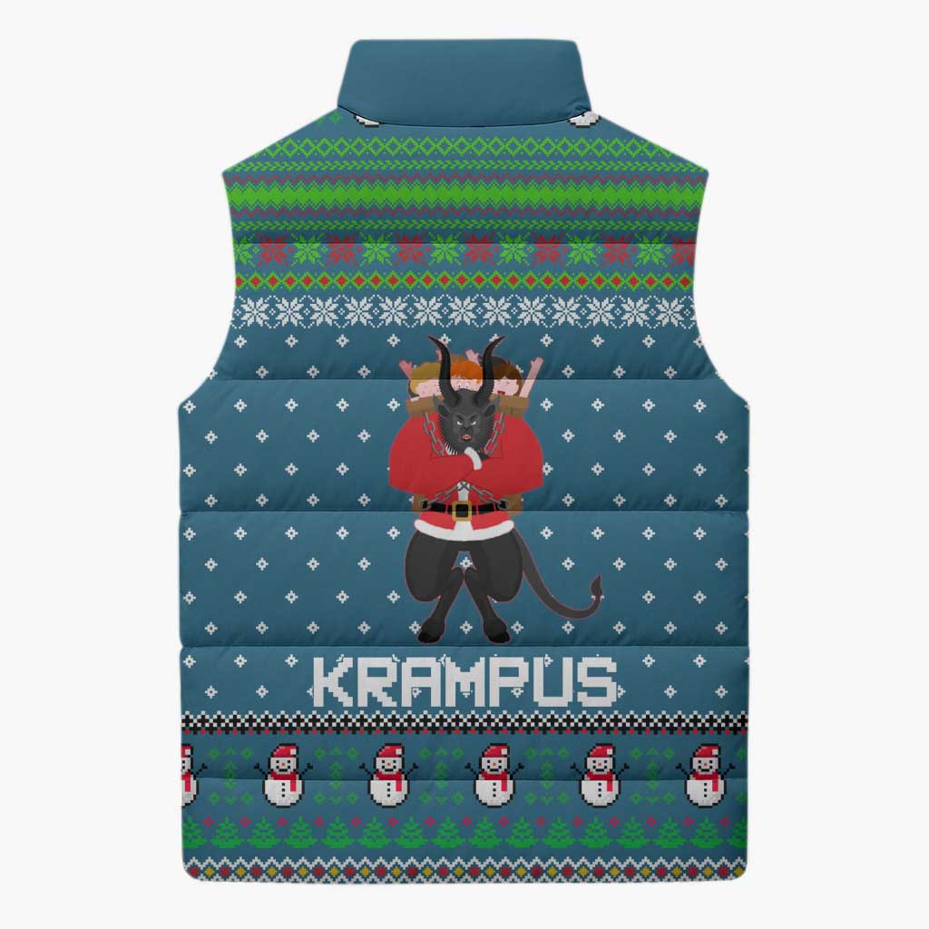 Merry Krampus Christmas Sleeveless Puffer Jacket Xmas Holiday Patterns - Wonder Print Shop