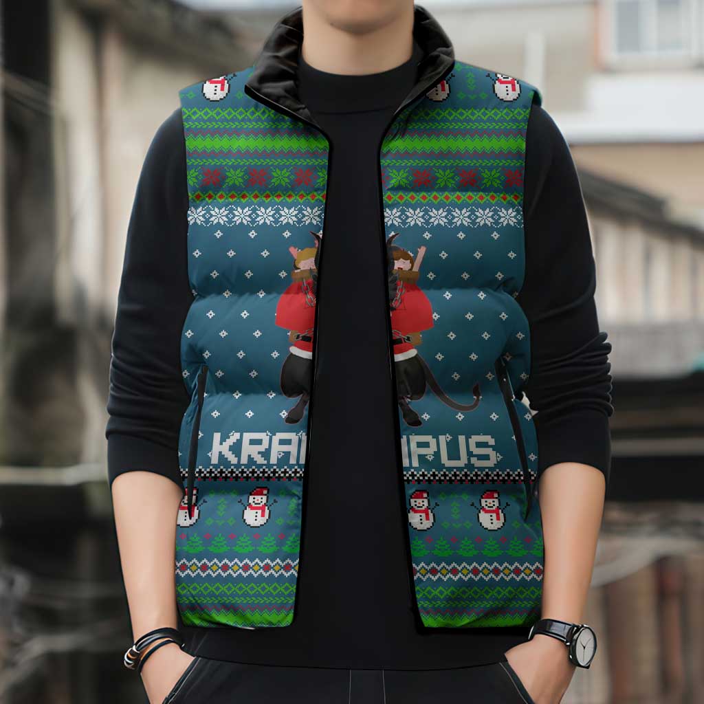 Merry Krampus Christmas Sleeveless Puffer Jacket Xmas Holiday Patterns - Wonder Print Shop