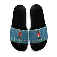 Merry Krampus Christmas Slide Sandals Xmas Holiday Patterns - Wonder Print Shop