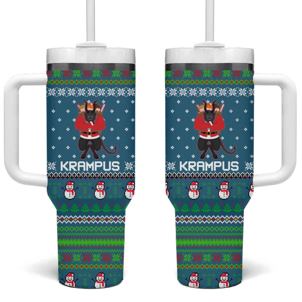 Merry Krampus Christmas Tumbler With Handle Xmas Holiday Patterns - undefined