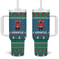 Merry Krampus Christmas Tumbler With Handle Xmas Holiday Patterns - undefined
