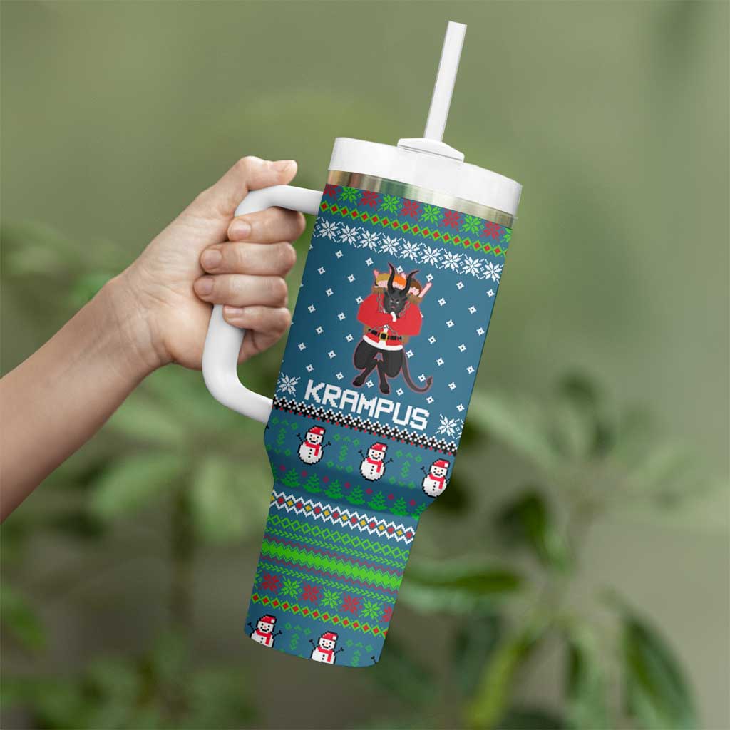 Merry Krampus Christmas Tumbler With Handle Xmas Holiday Patterns - undefined