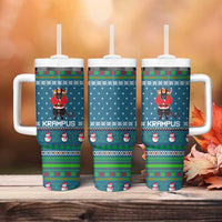 Merry Krampus Christmas Tumbler With Handle Xmas Holiday Patterns - undefined