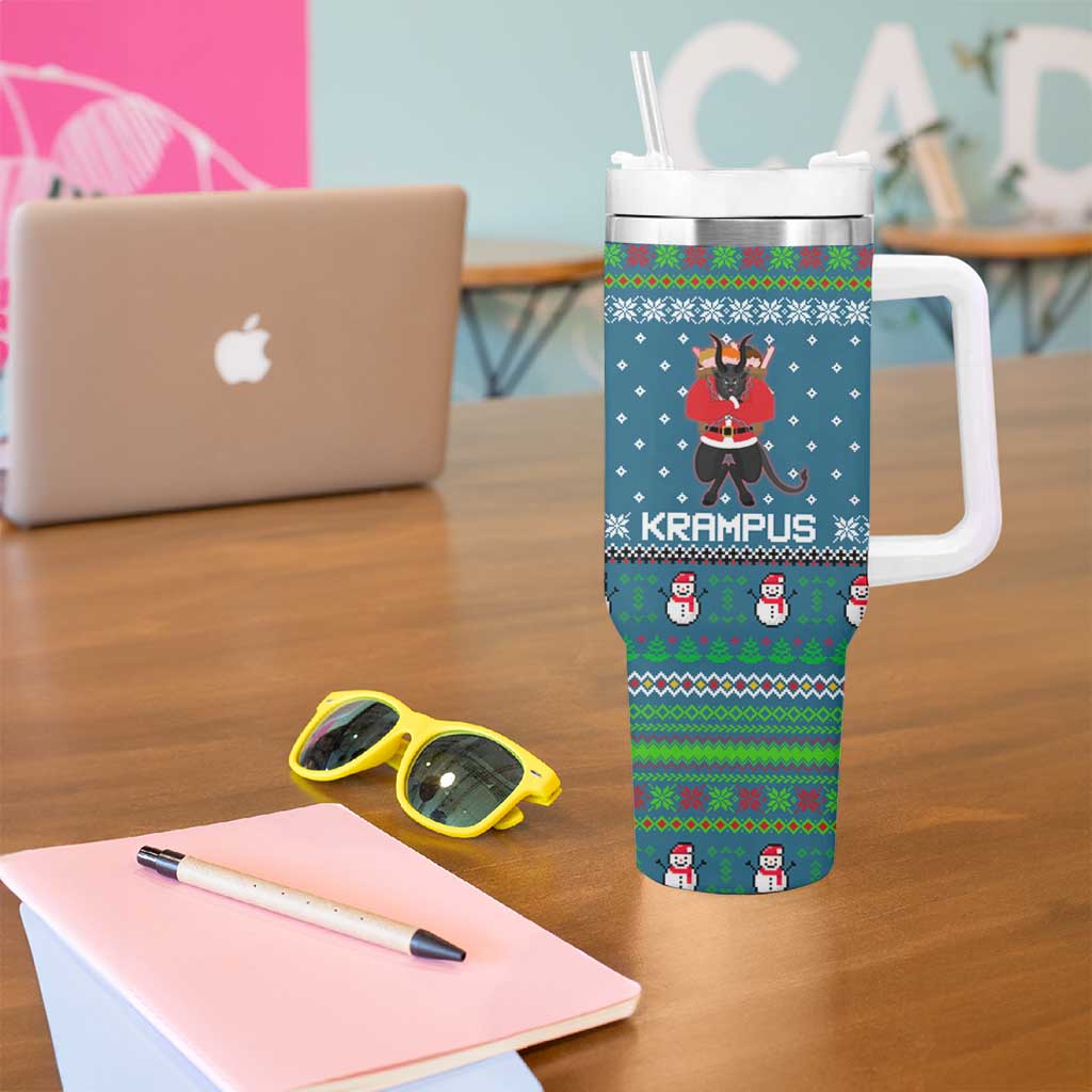 Merry Krampus Christmas Tumbler With Handle Xmas Holiday Patterns - undefined