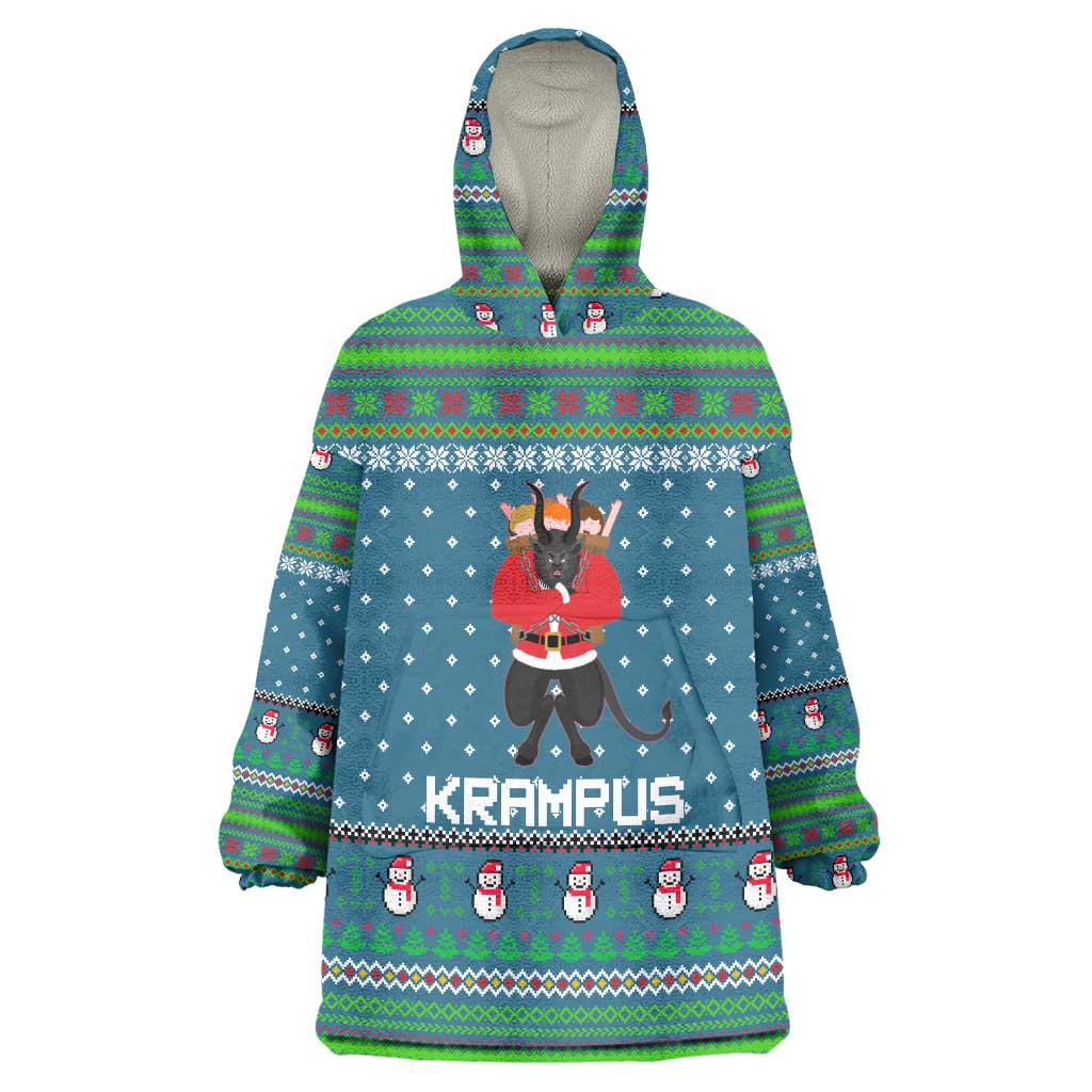 Merry Krampus Christmas Wearable Blanket Hoodie Xmas Holiday Patterns - Wonder Print Shop
