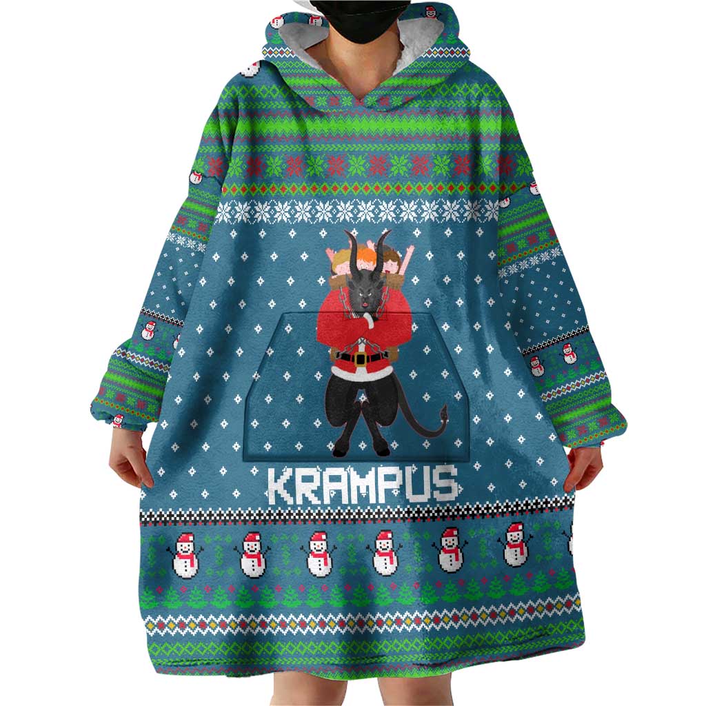 Merry Krampus Christmas Wearable Blanket Hoodie Xmas Holiday Patterns - Wonder Print Shop