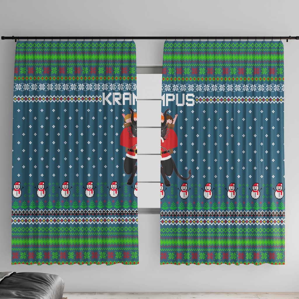 Merry Krampus Christmas Window Curtain Xmas Holiday Patterns - Wonder Print Shop