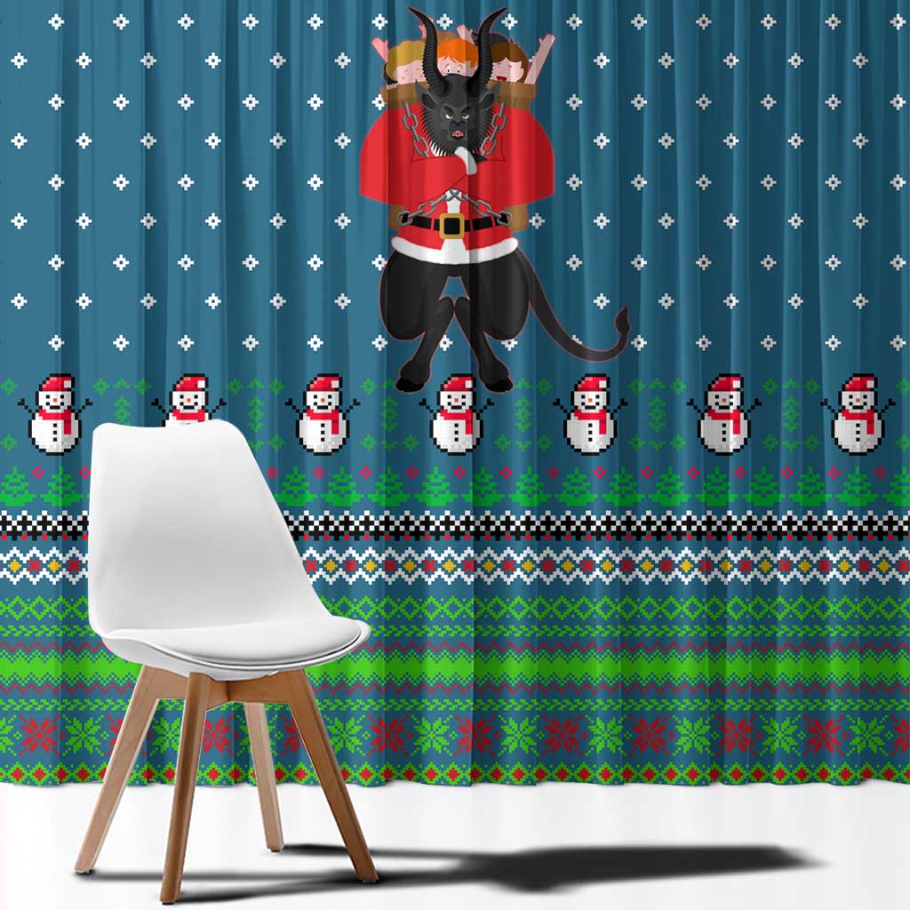 Merry Krampus Christmas Window Curtain Xmas Holiday Patterns - Wonder Print Shop