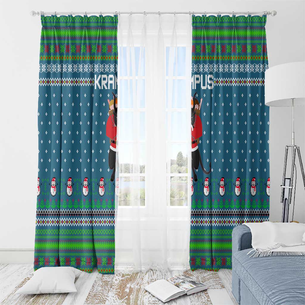 Merry Krampus Christmas Window Curtain Xmas Holiday Patterns - Wonder Print Shop