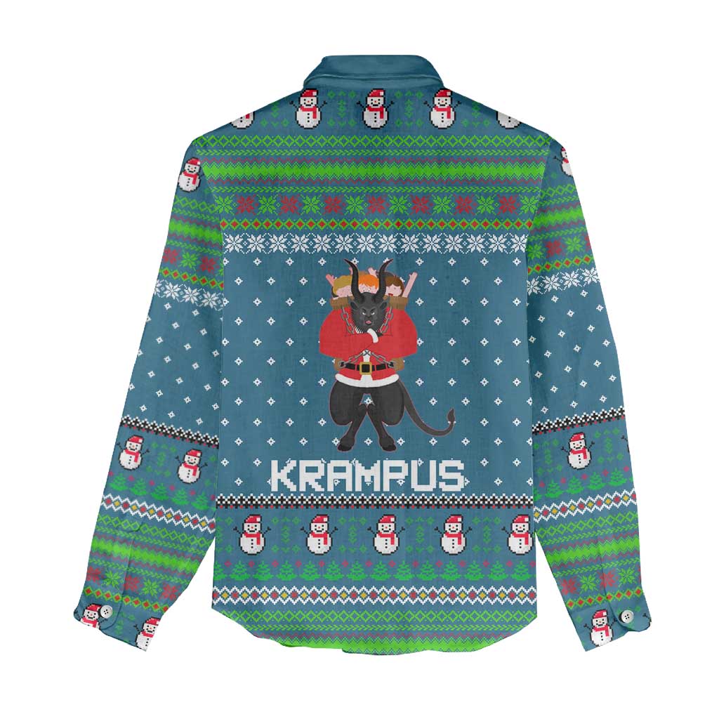 Merry Krampus Christmas Women Casual Shirt Xmas Holiday Patterns - Wonder Print Shop