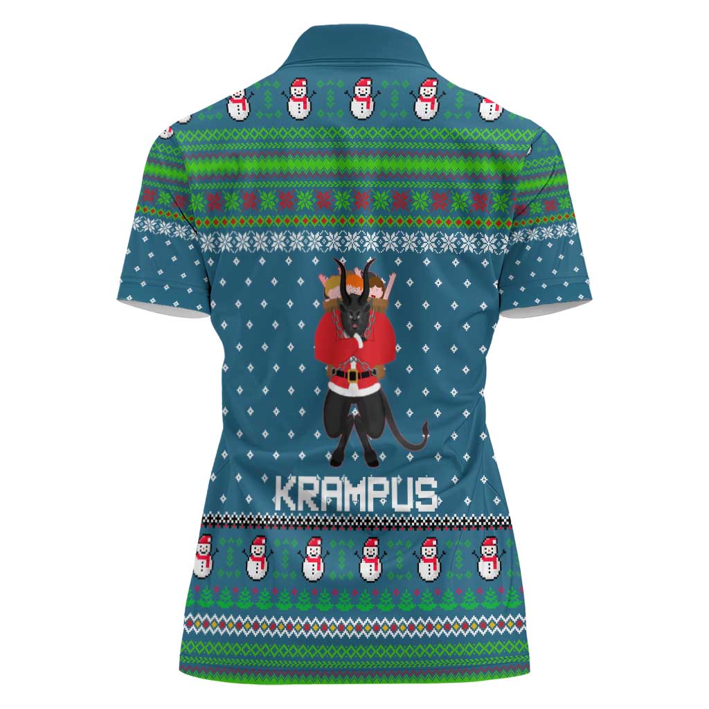 Merry Krampus Christmas Women Polo Shirt Xmas Holiday Patterns - Wonder Print Shop