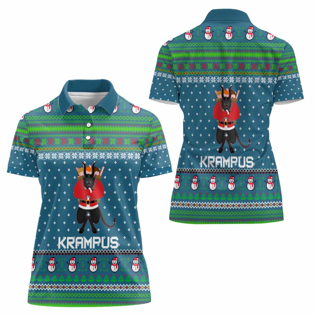 Merry Krampus Christmas Women Polo Shirt Xmas Holiday Patterns - Wonder Print Shop