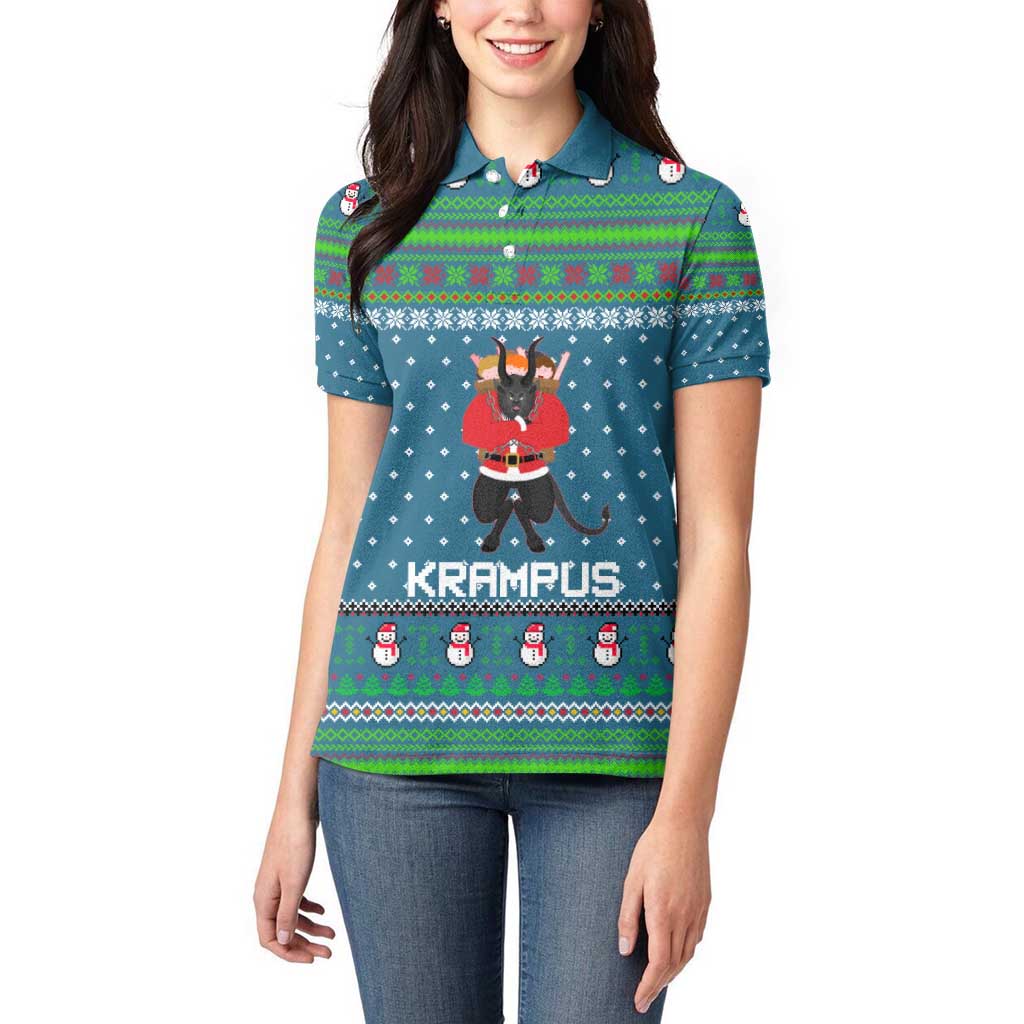 Merry Krampus Christmas Women Polo Shirt Xmas Holiday Patterns - Wonder Print Shop