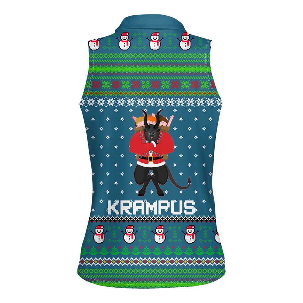 Merry Krampus Christmas Women Sleeveless Polo Shirt Xmas Holiday Patterns - Wonder Print Shop