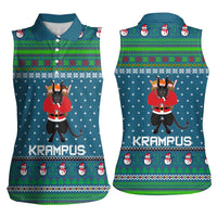 Merry Krampus Christmas Women Sleeveless Polo Shirt Xmas Holiday Patterns - Wonder Print Shop