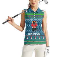 Merry Krampus Christmas Women Sleeveless Polo Shirt Xmas Holiday Patterns - Wonder Print Shop
