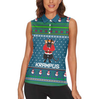 Merry Krampus Christmas Women Sleeveless Polo Shirt Xmas Holiday Patterns - Wonder Print Shop