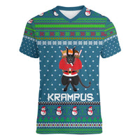 Merry Krampus Christmas Women V-Neck T-Shirt Xmas Holiday Patterns - Wonder Print Shop