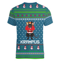 Merry Krampus Christmas Women V-Neck T-Shirt Xmas Holiday Patterns - Wonder Print Shop